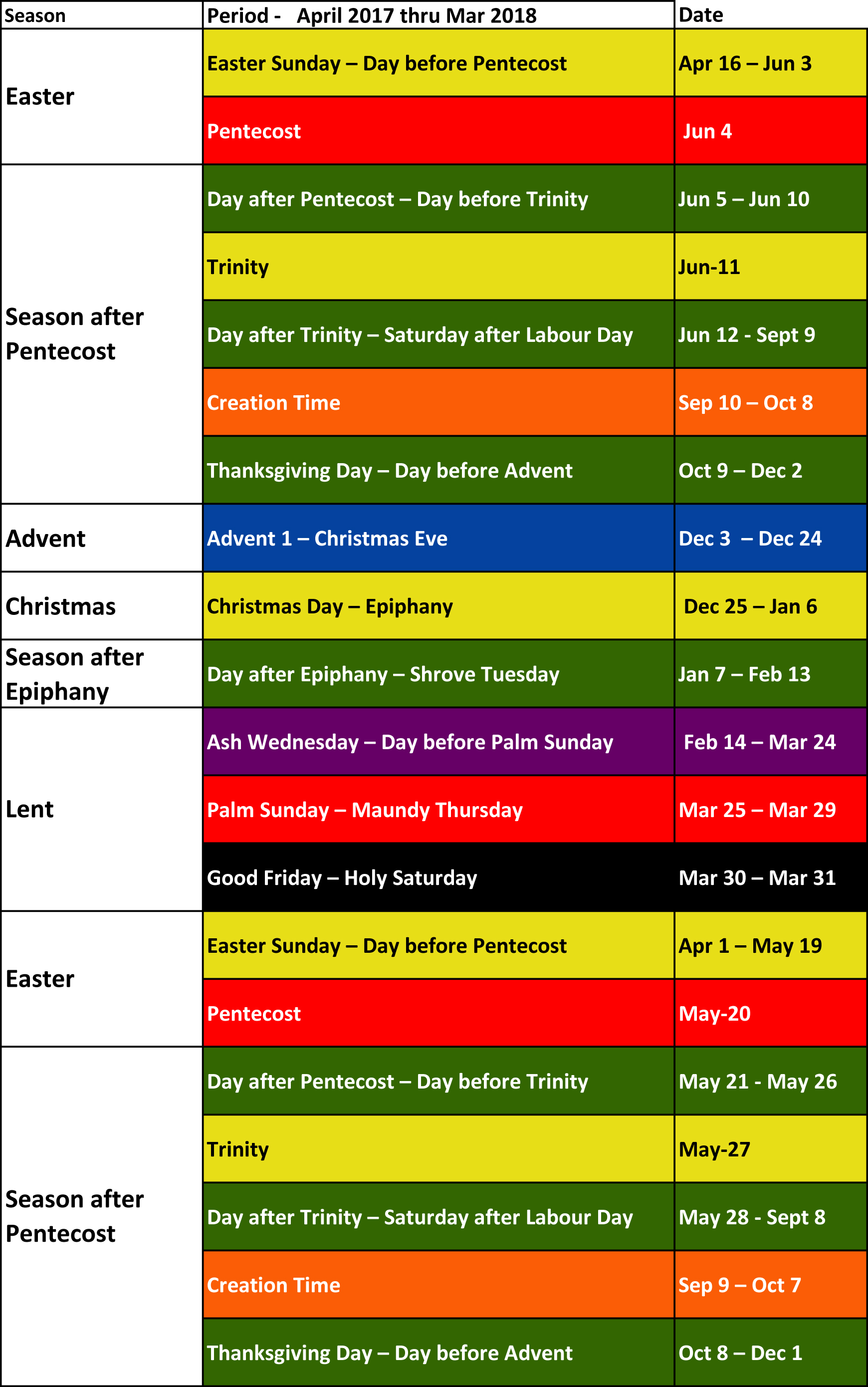 Catholic Liturgical Calendar Colors - prntbl.concejomunicipaldechinu.gov.co